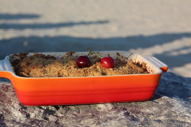 A container filled with homemade trail mix on a beach towel, showcasing nuts, seeds, dried cranberries, and chocolate chips. The ocean waves are visible in the background.