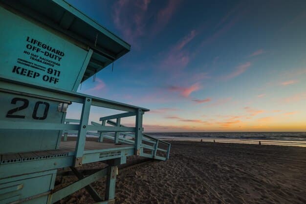 A peaceful scene of the beach at Port Aransas, Texas, with calm waves gently washing the shore. The image captures the relaxing atmosphere and unspoiled beauty of the coastline.