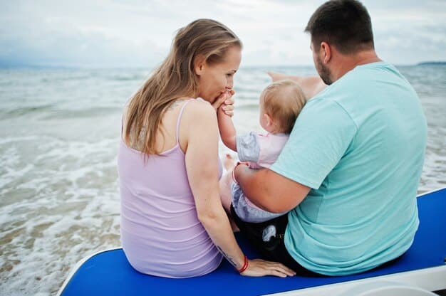 A family applying sunscreen on a boat trip, emphasizing sun protection during water activities.